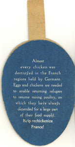 Post World War I France Relief Effort Chicken and Egg Novelty Fund Raising Item