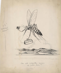 Original Pen and Ink Drawing by Tony Sarg: "Are All Mosquitoes Carriers of Yellow Fever?" Published in the November 1939 Issue of Parents' Magazine