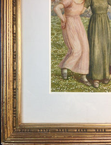 Susan, Mary, Emily: A Superb Original Watercolor Drawing by Kate Greenaway