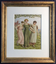 Load image into Gallery viewer, Susan, Mary, Emily: A Superb Original Watercolor Drawing by Kate Greenaway
