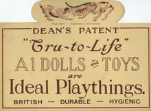 Load image into Gallery viewer, Dean&#39;s Patent &quot;Tru-to-Life&quot; A1 Dolls and Toys Retail Showcard
