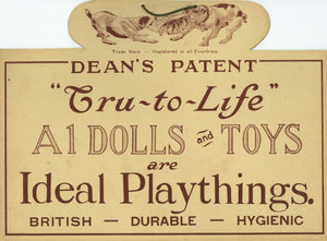 Dean's Patent "Tru-to-Life" A1 Dolls and Toys Retail Showcard