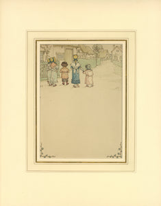 Two Original Graphite, Ink and Watercolor Drawings by Kate Greenaway, Published in Her Book "Under the Window"