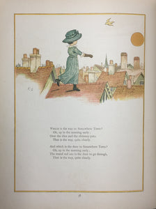 Two Original Graphite, Ink and Watercolor Drawings by Kate Greenaway, Published in Her Book "Under the Window"