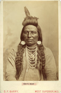 Exceptional Original D. F. Barry Albumen Photograph Cabinet Card of Crow Indian, White Bear