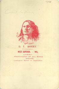 Exceptional Original D. F. Barry Albumen Photograph Cabinet Card of Crow Indian, White Bear