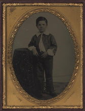 Load image into Gallery viewer, A Superb, Quarter Plate Ambrotype Photograph of a Young Boy with Subtle Hand-Tinting and Embellishing
