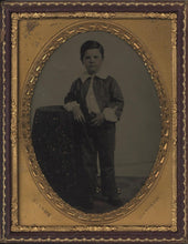 Load image into Gallery viewer, A Superb, Quarter Plate Ambrotype Photograph of a Young Boy with Subtle Hand-Tinting and Embellishing
