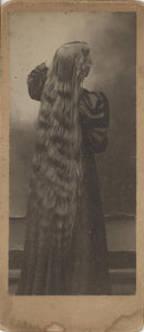 Original, circa 1890, Albumen Photograph Full Length Portrait on Swiss Panel Mount, of a Young Woman with Beautiful Long Flowing Hair